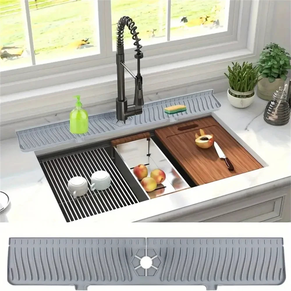 Silicone Drain Mat, Kitchen Faucet Sink Splash Guard, Sink Draining Pad Behind Faucet,For Kitchen & Bathroom Countertop Protect The jack market .AU The jack market .AU $ 50 14:29#35CM White