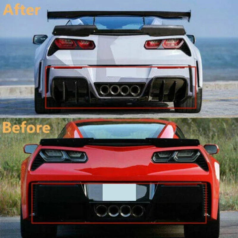 For 2014-2019 Chevrolet Corvette C7 Universal 4pcs Car Rear Bumper Lip Diffuser Shunt Fin Body Spoiler Canard Car Exterior Parts