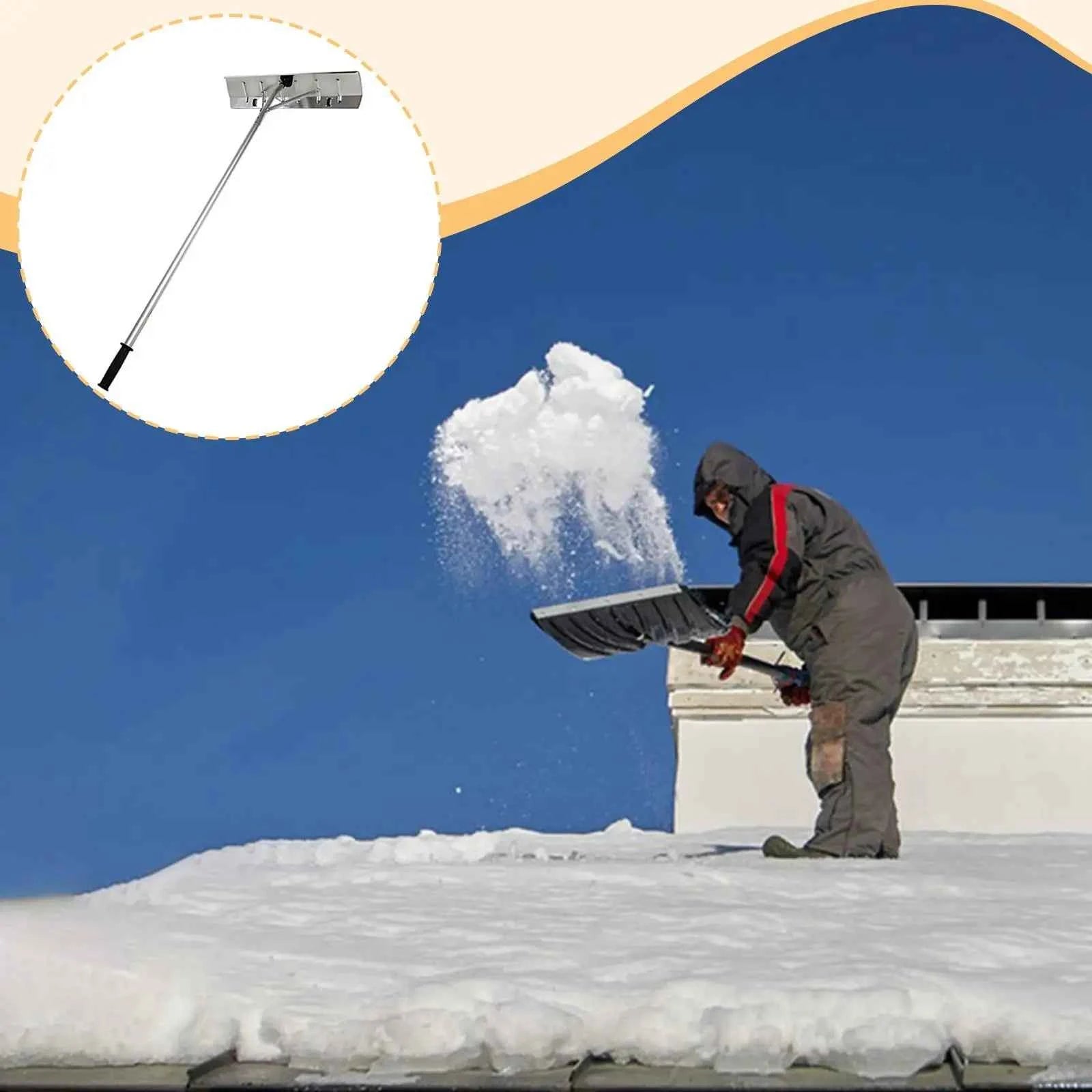 Snow Roof Rake with Wheels Durability Premium Time Saving Aluminum Alloy Snow Removal Tool Cleaning Tool for Rooftop Patio Lawn