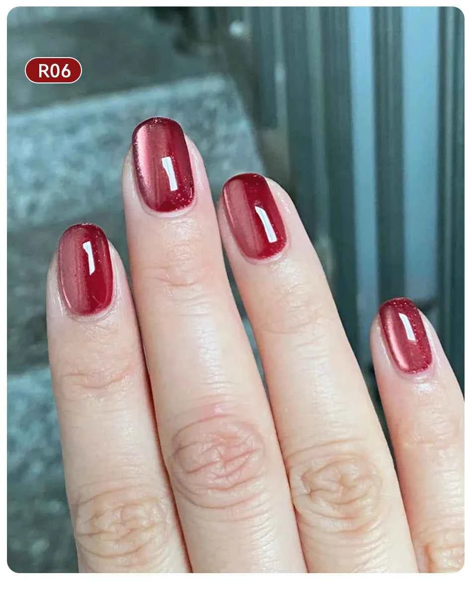 UR SUGAR 15ml  Autumn Winter Red Cat Magnetic Gel Nail Polish White Dopamine Nail Sparkling Glitter Soak Off UV LED for Manicure
