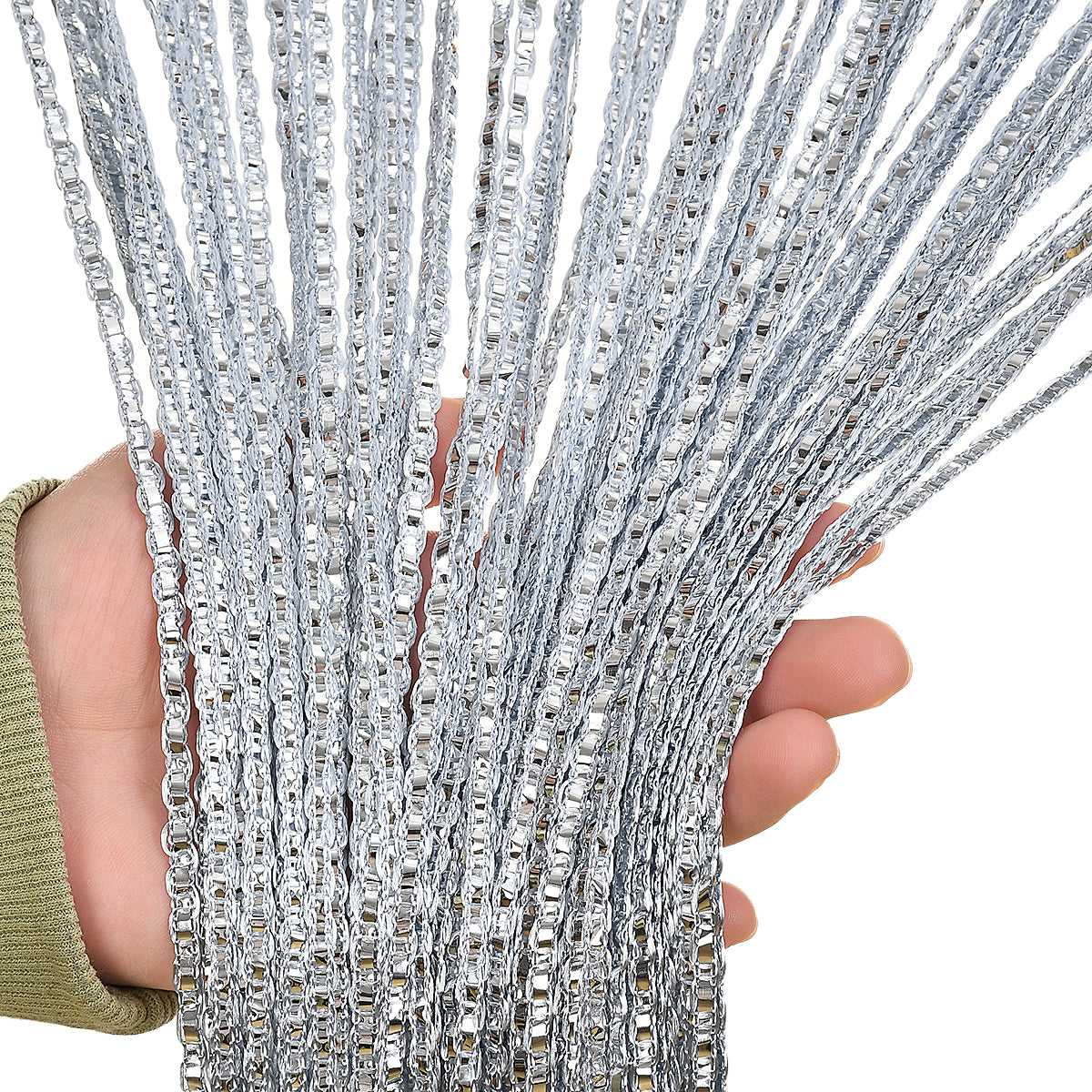 1m*2m Beaded Curtain Door Tassel String Curtain Partition Curtain Silver Tassel Silver Door Curtain Line Curtain Home Decoration The jack market .AU The jack market .AU Home $ 54 14:200003699#WH