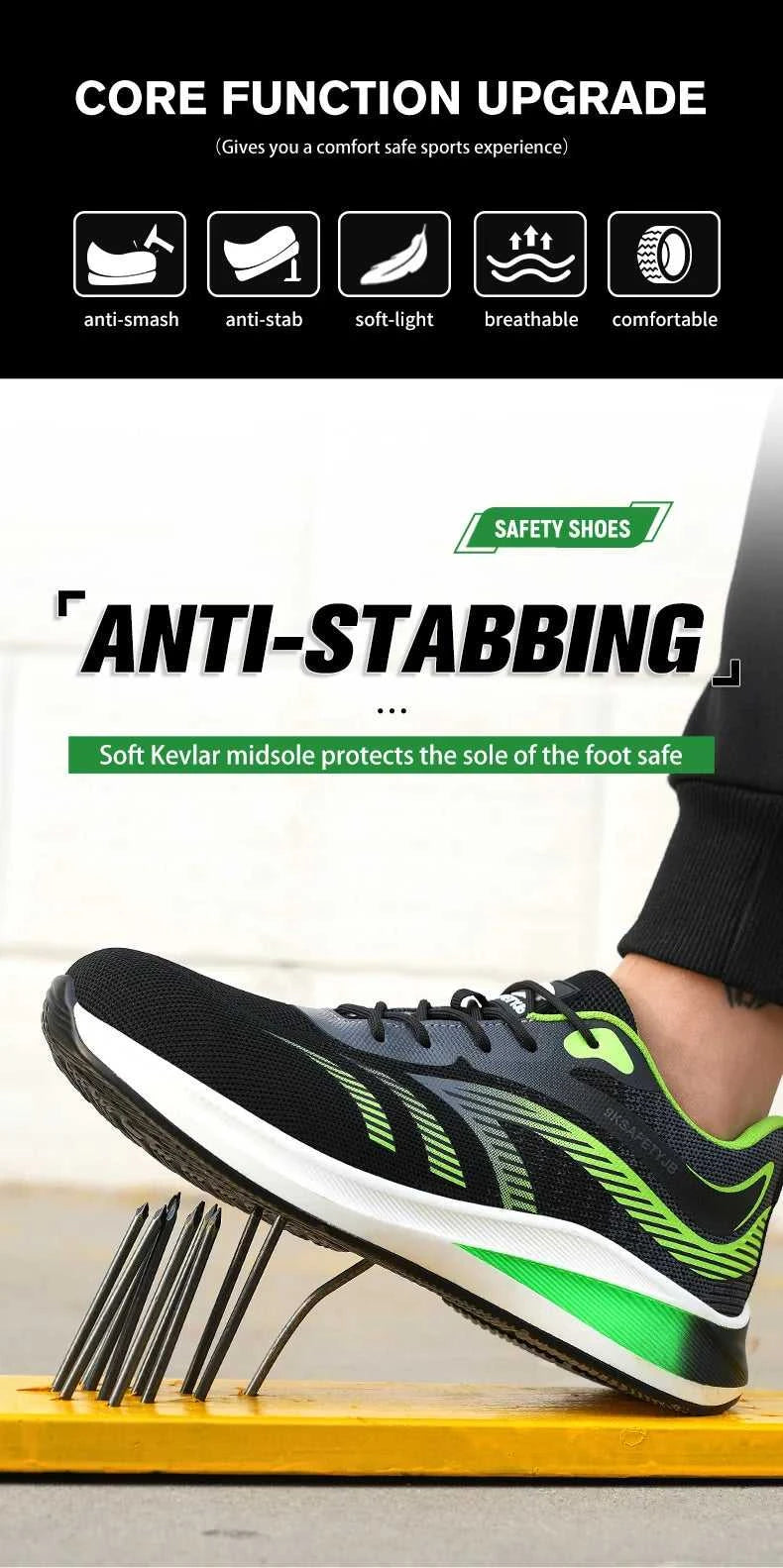 New 2024 Fashion Men Safety Shoes Steel Toe Sneakers Lightweight Anti-smash Anti-puncture Man Breathable Work Safety Boots The jack market .AU The jack market .AU Step Up Your Style: Trendy Shoes for Every Occasion! $ 98 14:175#Green;200000124:200000338