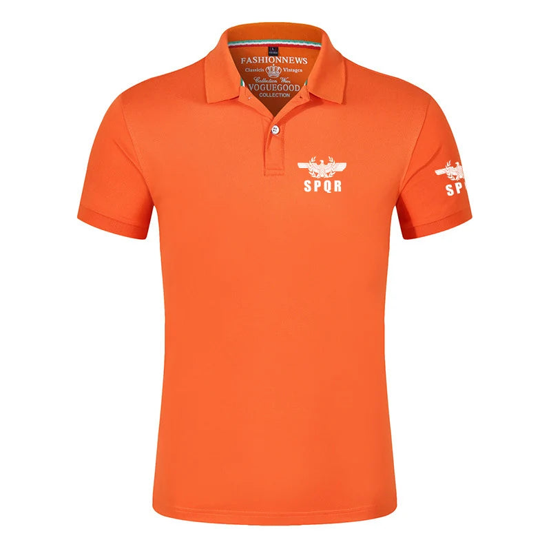 2024 New SPQR Roman Gladiator Imperial Golden Eagle Printed Summer Casual Polo Shirts Men Summer Short Sleeves T-shirts Tops