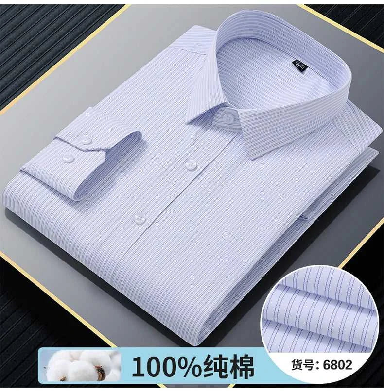 High Quality 100% Cotton Men's Shirts Long Sleeve Slim Fit Business Formal Striped Shirt Social Male Clothing Plus Size 8XL 7XL The jack market .AU The jack market .AU Men Fashion $ 43 14:691#6808;5:200000900#47 Size (100-110KG)