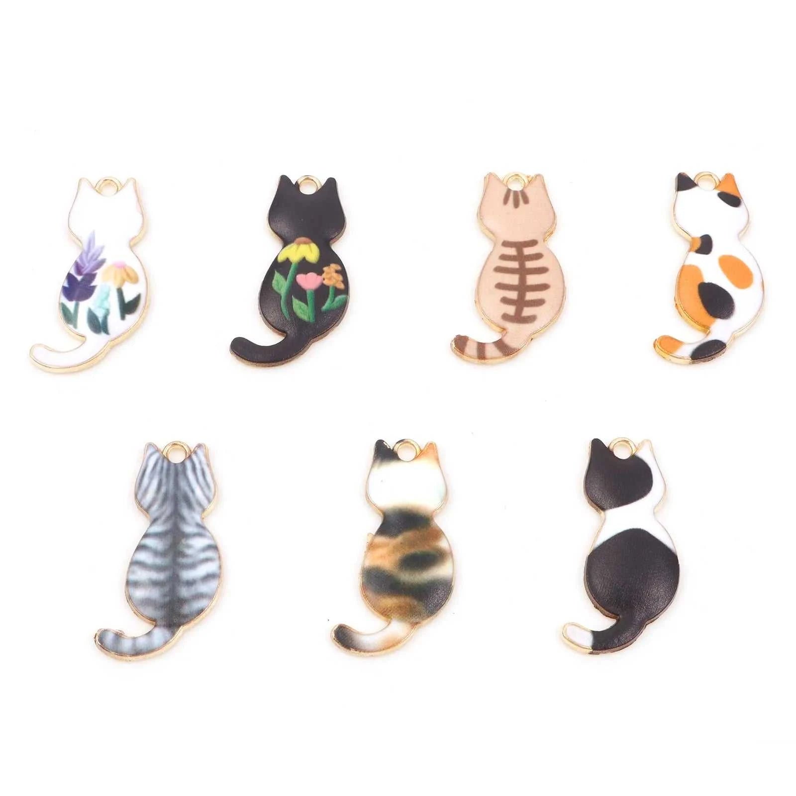10PCs Cute Enamel Charms Pendants Gold Color Multicolor Cat Animal Charms DIY Necklace Bracelets Jewelry Making 3cm x 1.6cm The jack market .AU The jack market .AU Jewellery & Chains $ 47 200001033:361187#6