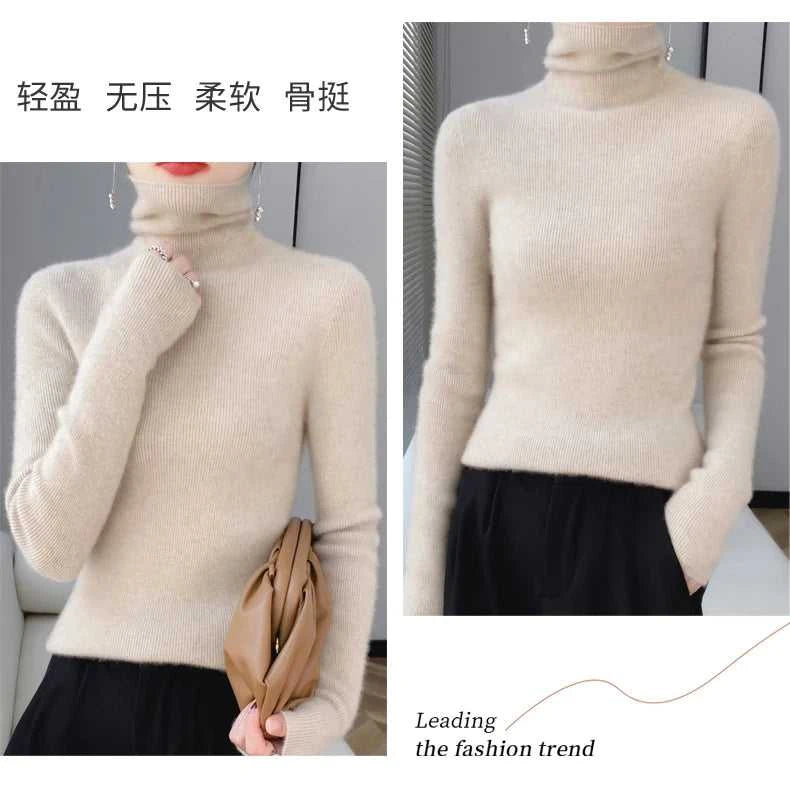 100% Merino Wool Long-sleeved Turtleneck Pullover Women's Autumn Winter Slim Sweater Basic Women's Clothes Cashmere Sweater The jack market .AU The jack market .AU Woman Fashion $ 75 14:1052#black;200007763:201336100;5:4182