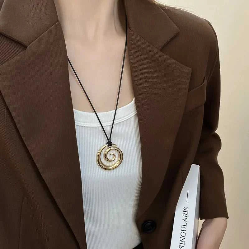 Fashion Spiral Heart-Shaped Pendant Necklace for Women Adjustable Long Black Wax Rope Clavicle Chain Charm Couple Birthday Gift The jack market .AU The jack market .AU Jewellery & Chains $ 48 200001033:200003757#5