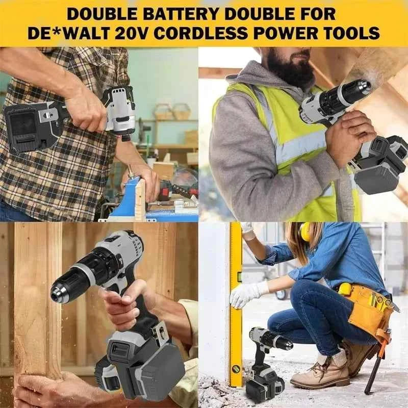Portable Dual Battery 2-in-1 Battery Adapter Converter for Dewalt 18V 20V Li-ion Batteries for Dewalt 20V Cordless Power Tools
