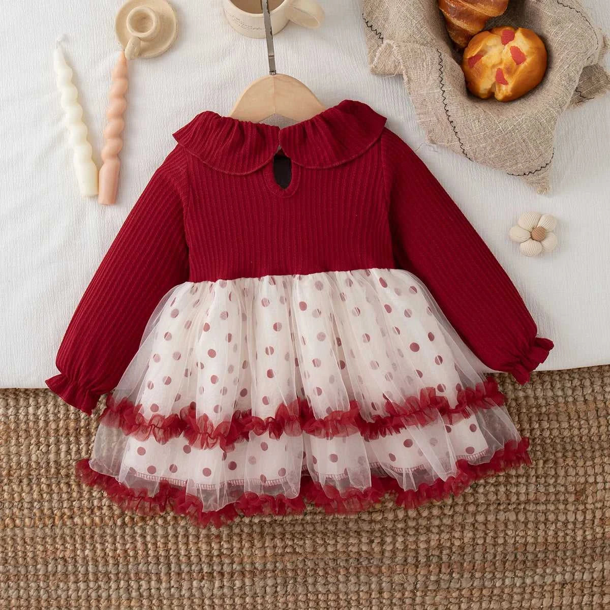 Baby Girl Birthday Party Dress Tulip Polka Dot Knitted Doll Neck Mesh Baby Girl Dress Gentle And Sweet Baby Girl Clothing The jack market .AU The jack market .AU Mum & Kids: Essential Products for Every Family $ 30 14:496;200000463:200661895#L(9-12M)