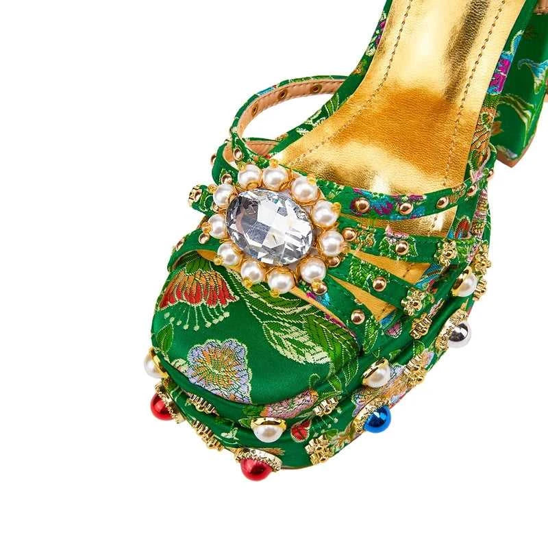 Women's New Summer Sandals Waterproof Platform Thick Bottom Water Diamond Pearl Rivet Flower Satin Open Toe High Heel Large The jack market .AU The jack market .AU Step Up Your Style: Trendy Shoes for Every Occasion! $ 138 14:201496390;200000124:200048359