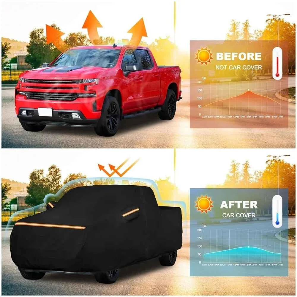 Custom Outdoor Waterproof Car Covers For Chevrolet Silverado 1500 Crew Cab 6.6ft Bed Waterproof All Weather Pickup Truck Cover