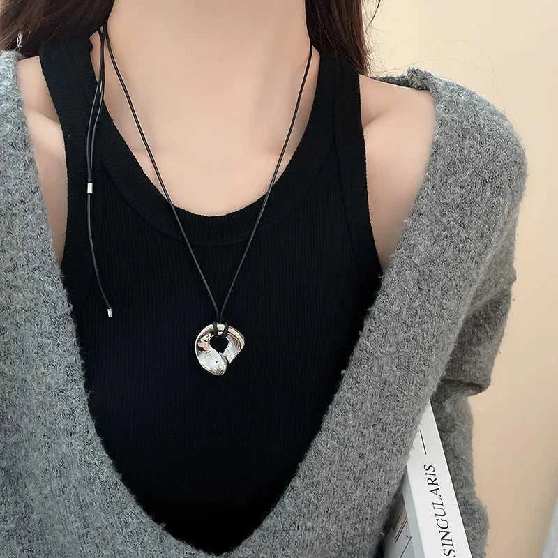 Fashion Spiral Heart-Shaped Pendant Necklace for Women Adjustable Long Black Wax Rope Clavicle Chain Charm Couple Birthday Gift The jack market .AU The jack market .AU Jewellery & Chains $ 48 200001033:200003757#5