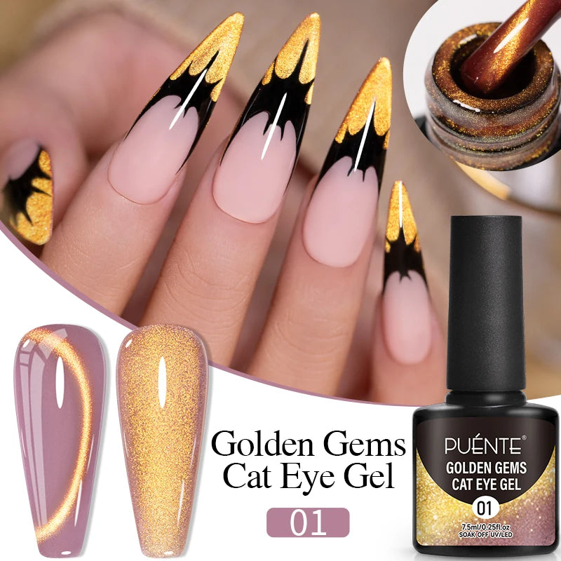 PUENTE Cat Eye Magnetic Gel Nail Polish - Vibrant Starry Galaxy Effect, Soak Off UV, 7.5ML