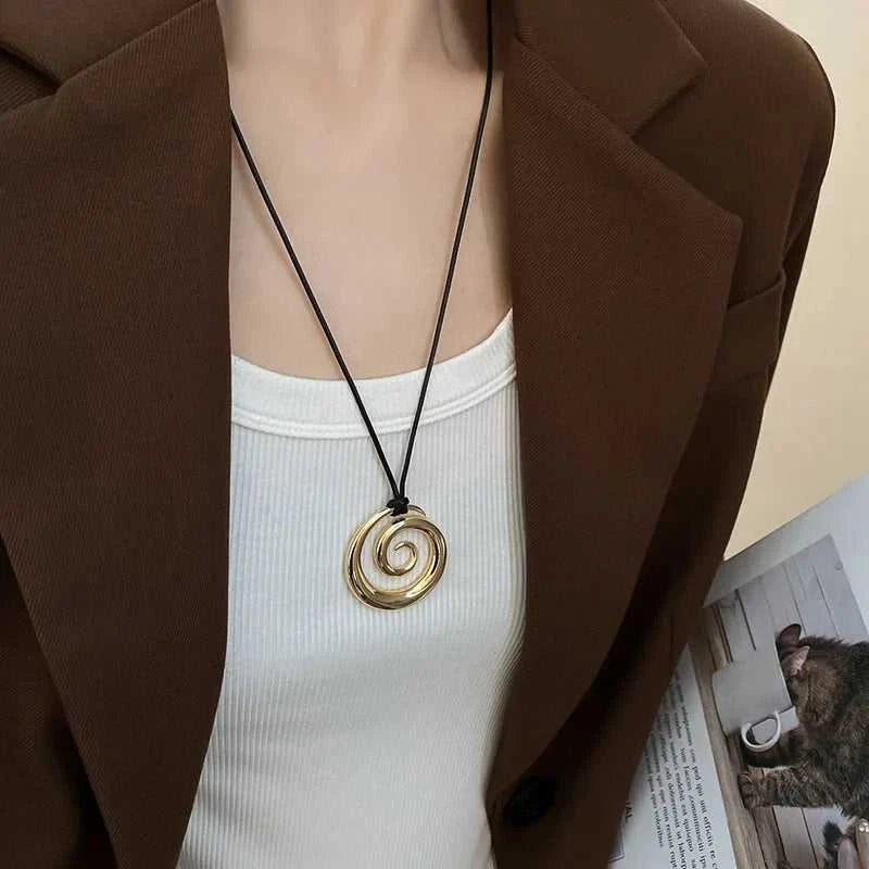 Fashion Spiral Heart-Shaped Pendant Necklace for Women Adjustable Long Black Wax Rope Clavicle Chain Charm Couple Birthday Gift The jack market .AU The jack market .AU Jewellery & Chains $ 48 200001033:200003757#5