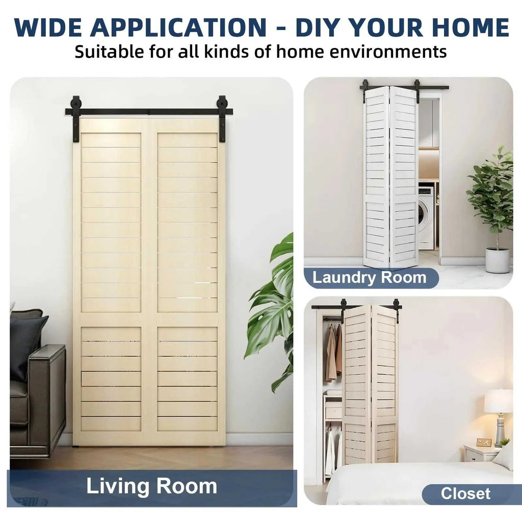 Heavy Duty Bi-Folding Sliding Barn Door Hardware Kit Quiet Side-Mounted Roller – 2/4 Bifold Doors For Closet Laundry Bedroom The jack market .AU The jack market .AU Home $ 150 14:350850#72in for 4 Doors;200007763:201336101