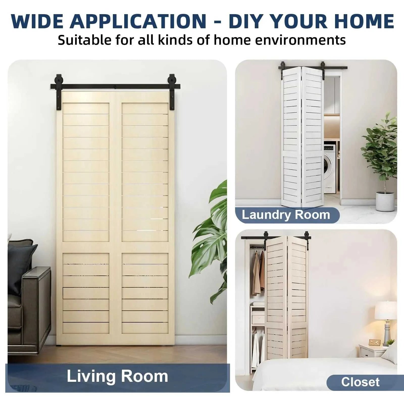 Heavy Duty Bi-Folding Sliding Barn Door Hardware Kit Quiet Side-Mounted Roller – 2/4 Bifold Doors For Closet Laundry Bedroom The jack market .AU The jack market .AU Home $ 150 14:350850#72in for 4 Doors;200007763:201336101