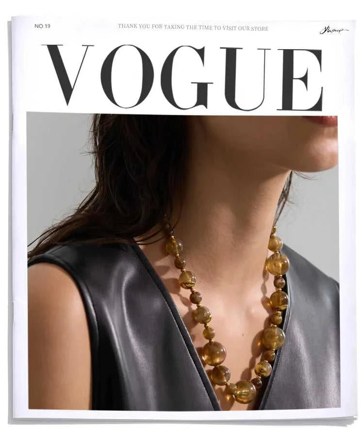 Yhpup New Arrivals Simulated Pearls Resin Acrylic Round Beads Chain Handmade Necklace Stainless Steel Trendy Jewelry Waterproof The jack market .AU The jack market .AU $ 54 200001034:2604813136#YH6980A Amber