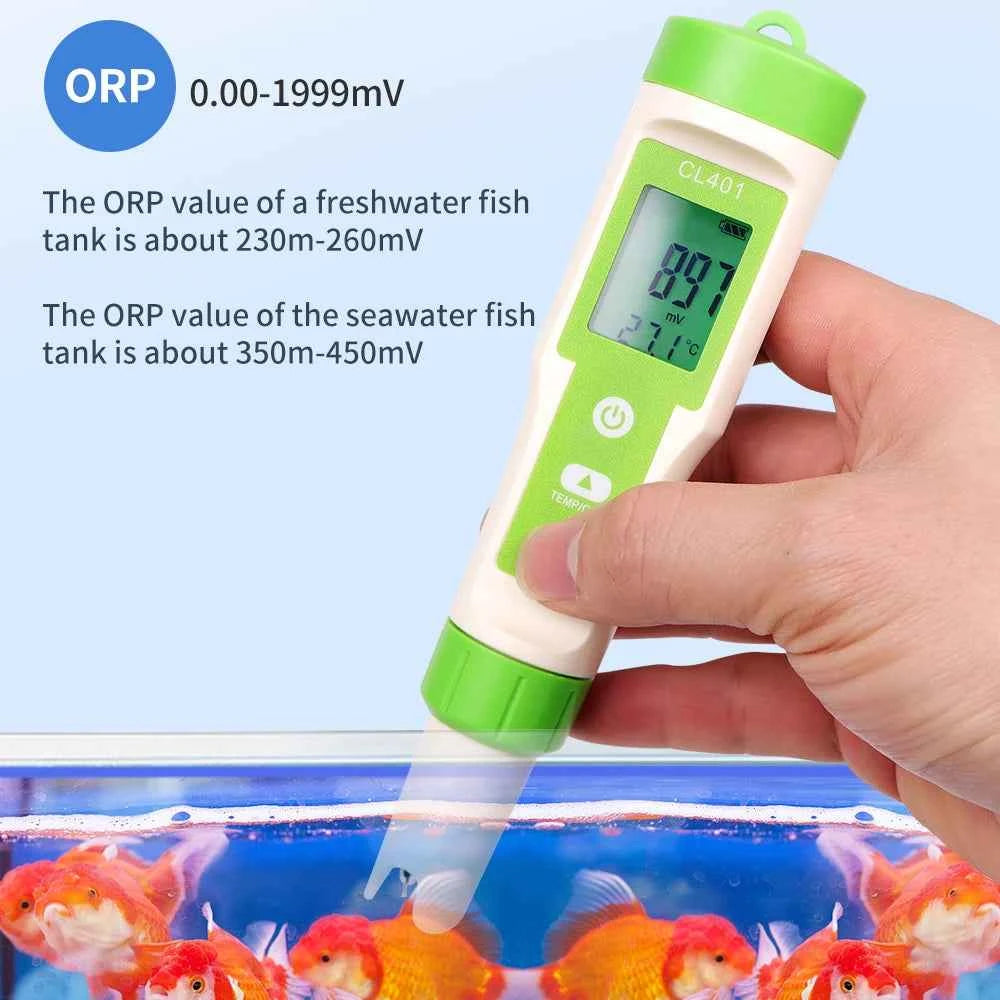 Multifunctional Chlorine Testing Pen 2/3/4/5 in 1 Water Quality Tester CL2 TEMP pH H2 ORP Measuring For Aquarium Swimming Pool