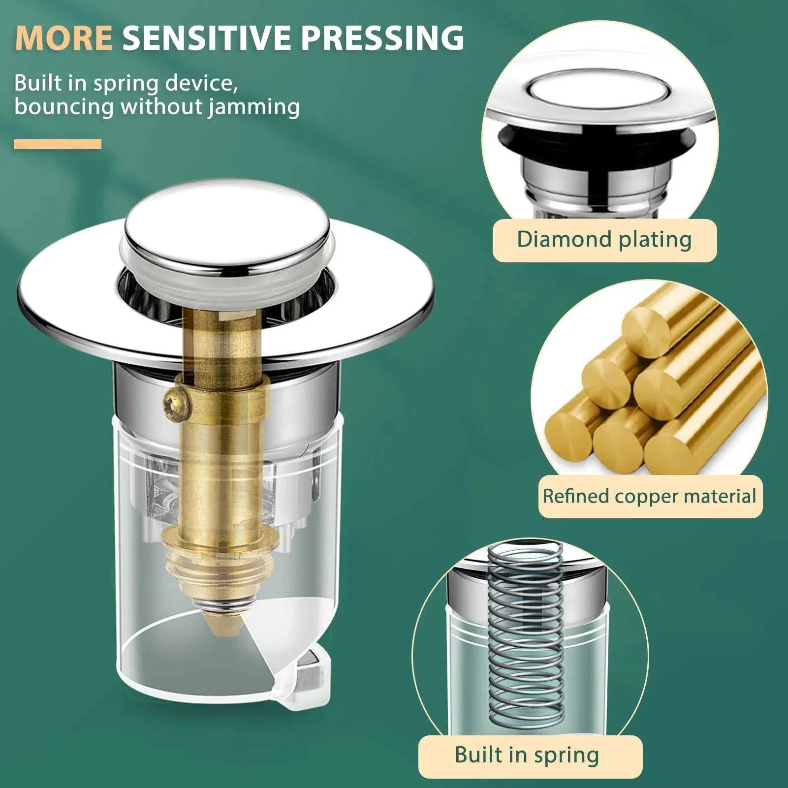 Universal Washbasin Leaking Stopper Push Type Bounces Drain Filter for Bathroom Kitchen The jack market .AU The jack market .AU Home $ 49 14:202675806#B