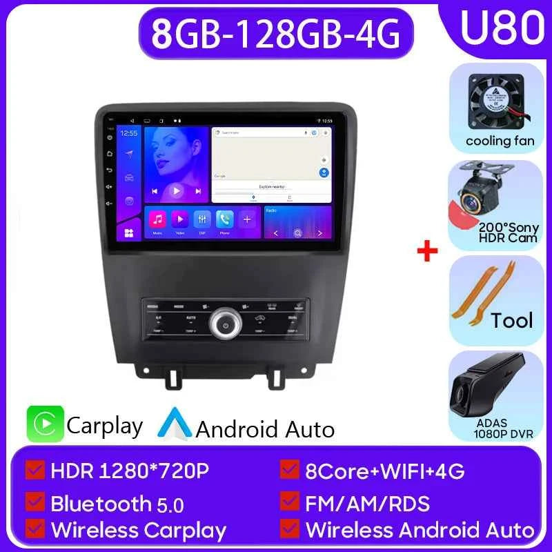 For Ford Mustang V S-197 2009 - 2014 5G WIFI Car screen Android Auto Radio Carplay Navigation Multimedia Stereo Player 8Core DVD