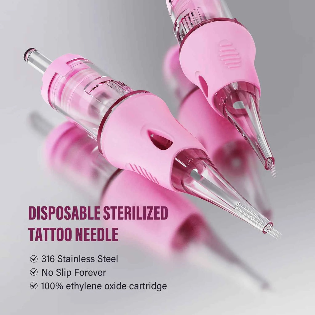 10pcs PMU Universal Disposable Tattoo Needle Cartridges round Liner Sterilized Safety Needle 0.18/0.25/0.30mm for Tattoo Artists