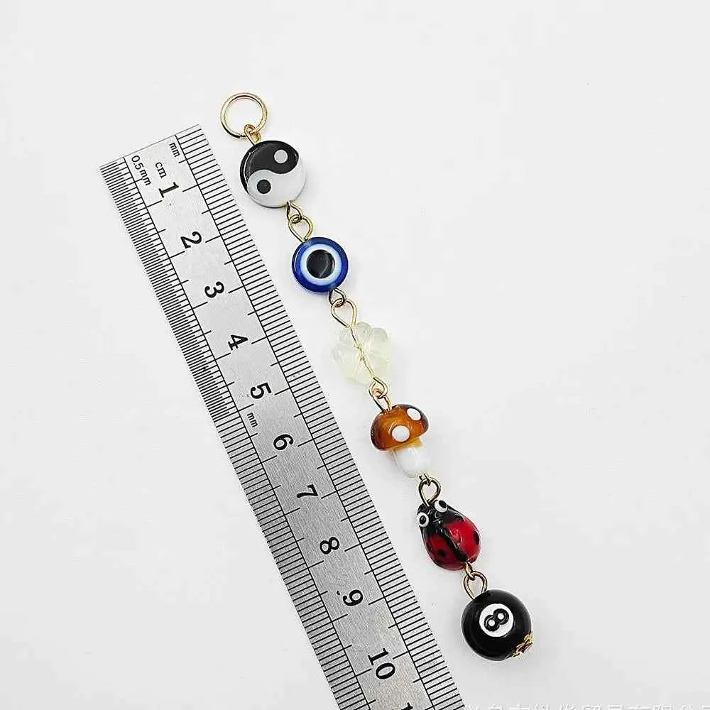 Devil's Eye Mushroom Clover Mirror Pendant Lucky Day Mirror Hanger Boho-Chic Car Accessory Demon Eye Charm  For Rear View