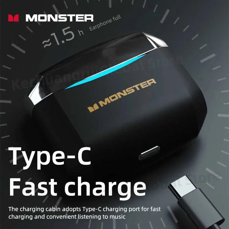 Monster GT06 Wireless Bluetooth 5.1 Headphones TWS Gaming Earbuds Noise Reduction Sports Earphones With Mic Long standby 450mAh The jack market .AU The jack market .AU Accessories Electronics $ 72 14:10#Black