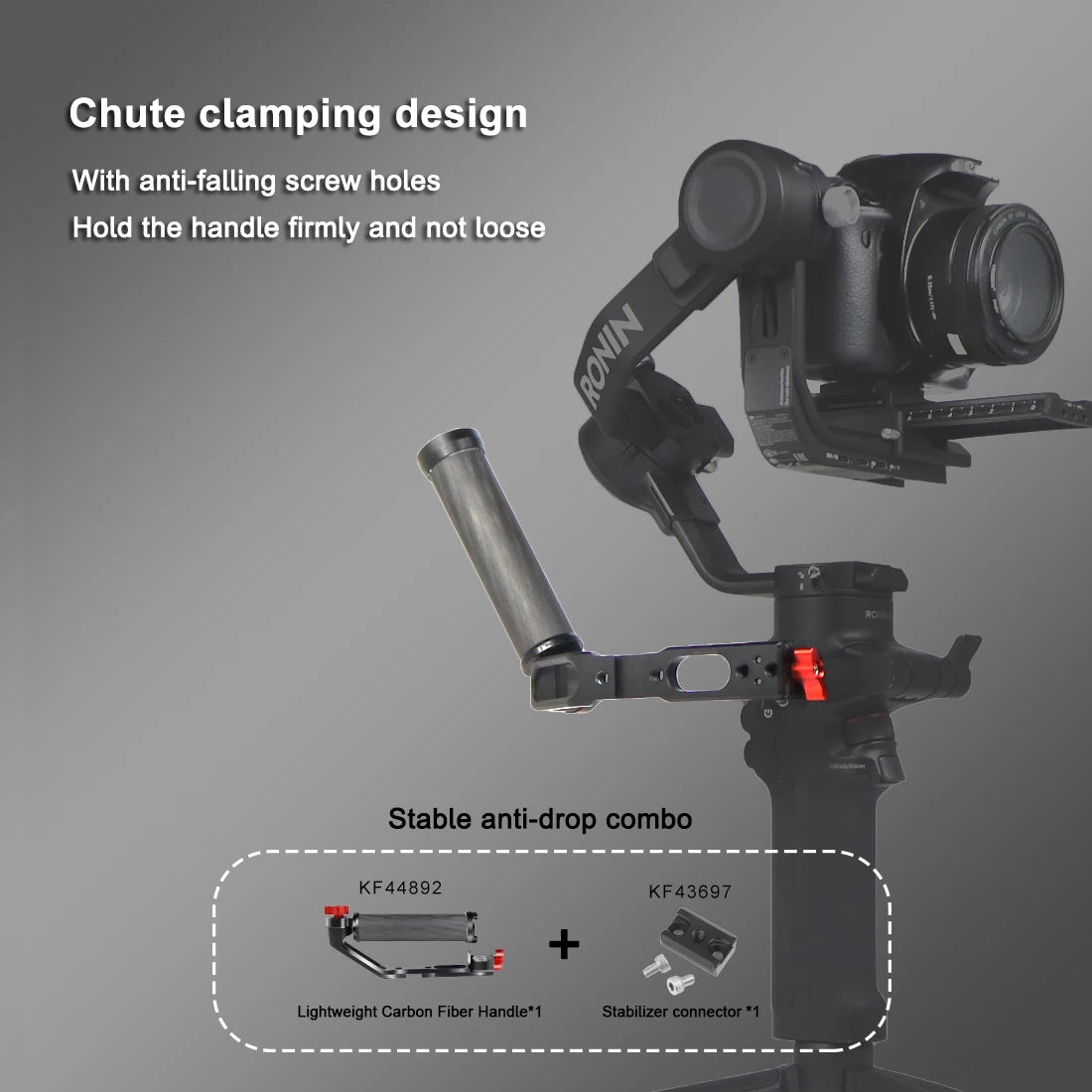 Carbon Fiber L Bracket Handle Grip Foldable Cold Shoe Mount Clamp for DJI Ronin RS3 RS4 Mini RS2 RSC2 Handheld Gimbal Stabilizer