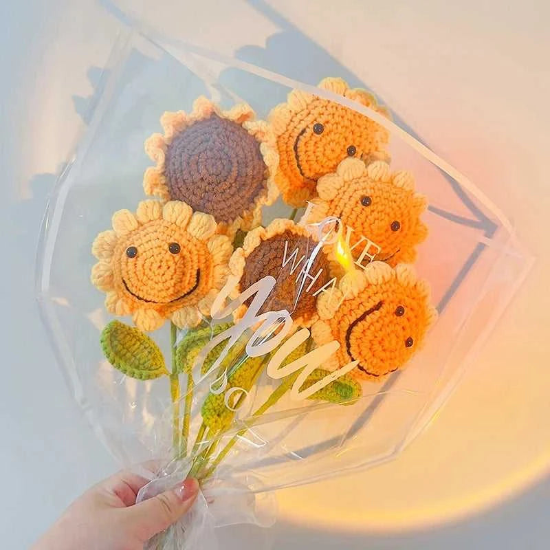 Sunflower Crochet Flower Artificial Hand Woven Flowers Finished Girasol Crochet Plants Wedding Guest Gifts Desktop Decoration The jack market .AU The jack market .AU $ 23 14:200013901#S27