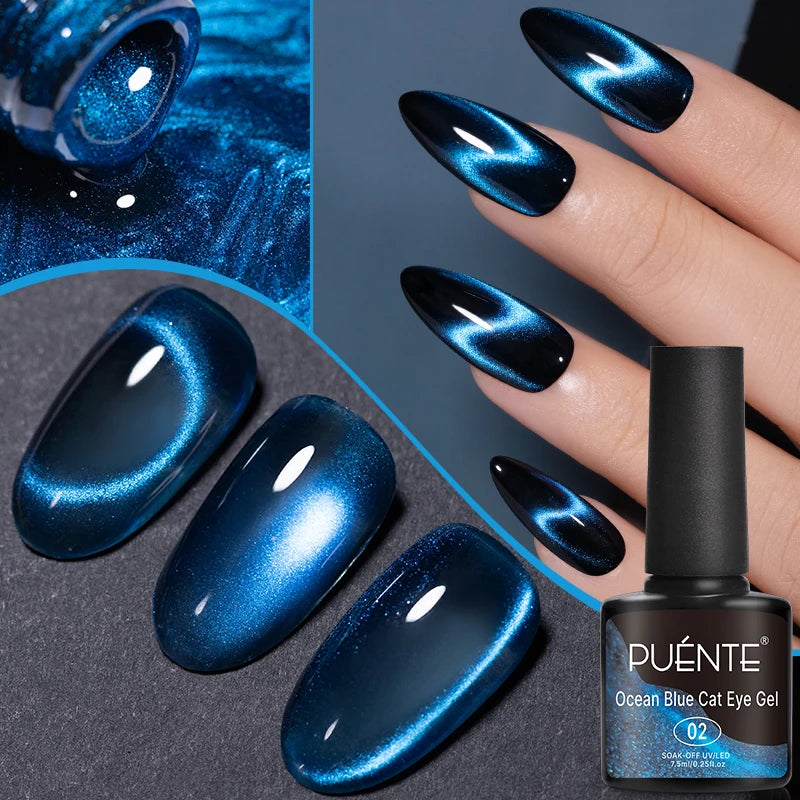 PUENTE Cat Eye Magnetic Gel Nail Polish - Vibrant Starry Galaxy Effect, Soak Off UV, 7.5ML