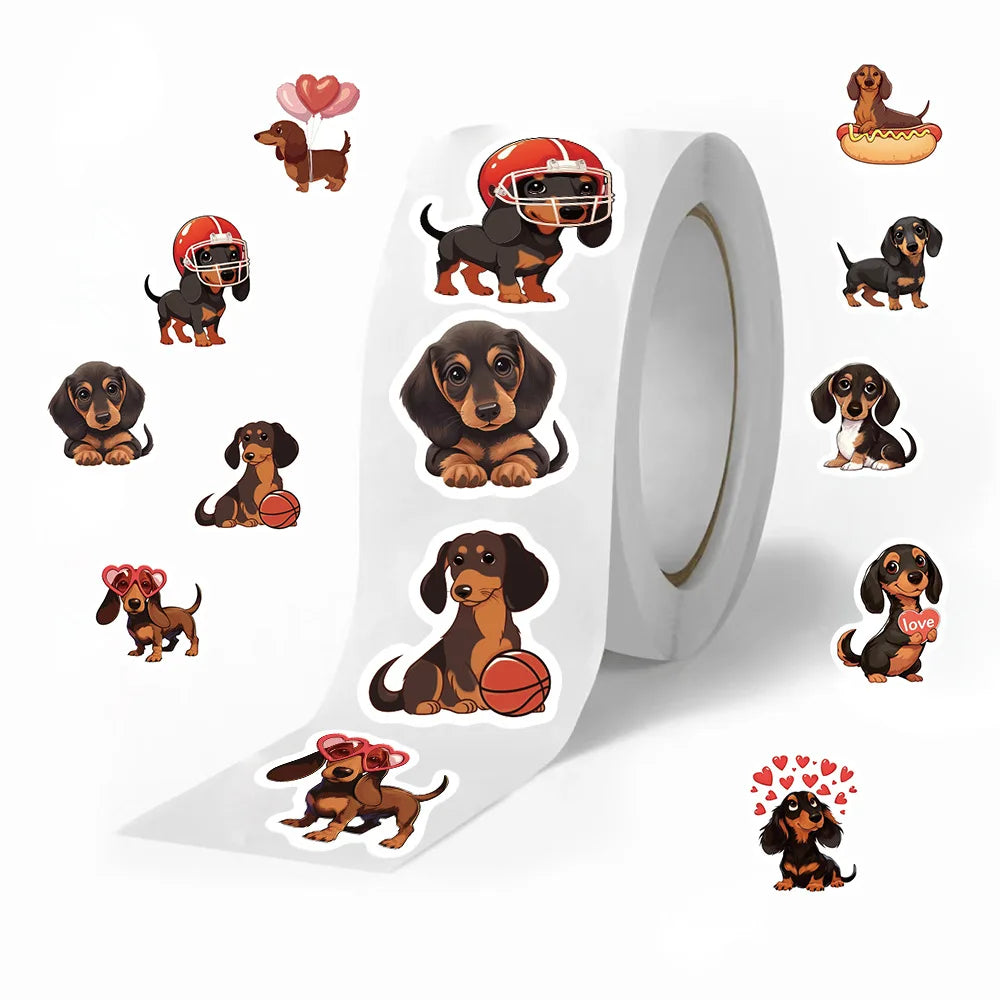500pcs/roll Animal Dachshunds Cartoon Graffiti Sticker DIY Guitar Laptop Notebook Suitcase Cup Waterproof Sticker Kids Toy Gifts