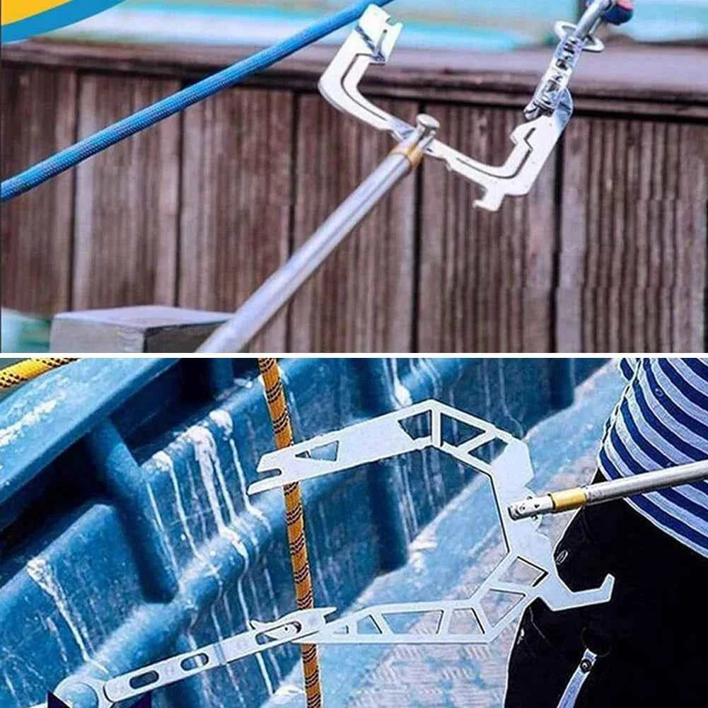 Portable Stop Ship Kayak Accessories Boat Tool Multi-Purpose Mooring Rope Dock Hook Stainless Steel Long-distance Threader