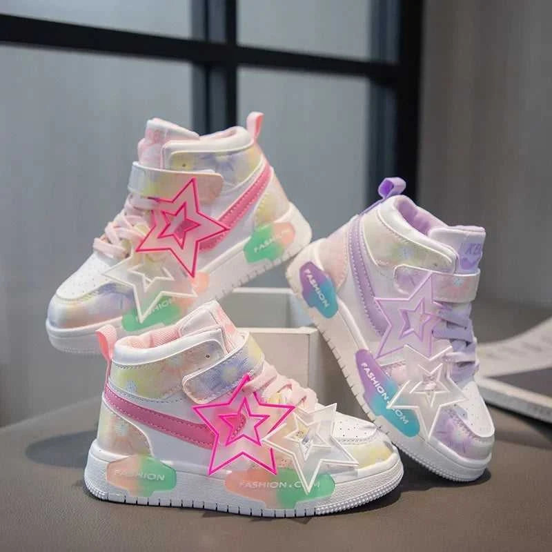 Girls Sneakers with Stars Color Matching Non-slip Fashion Children Princess High-top Sport Shoes Kids Casual Running Shoes The jack market .AU The jack market .AU Mum & Kids: Essential Products for Every Family $ 48 14:1052#pink;200000124:200000334