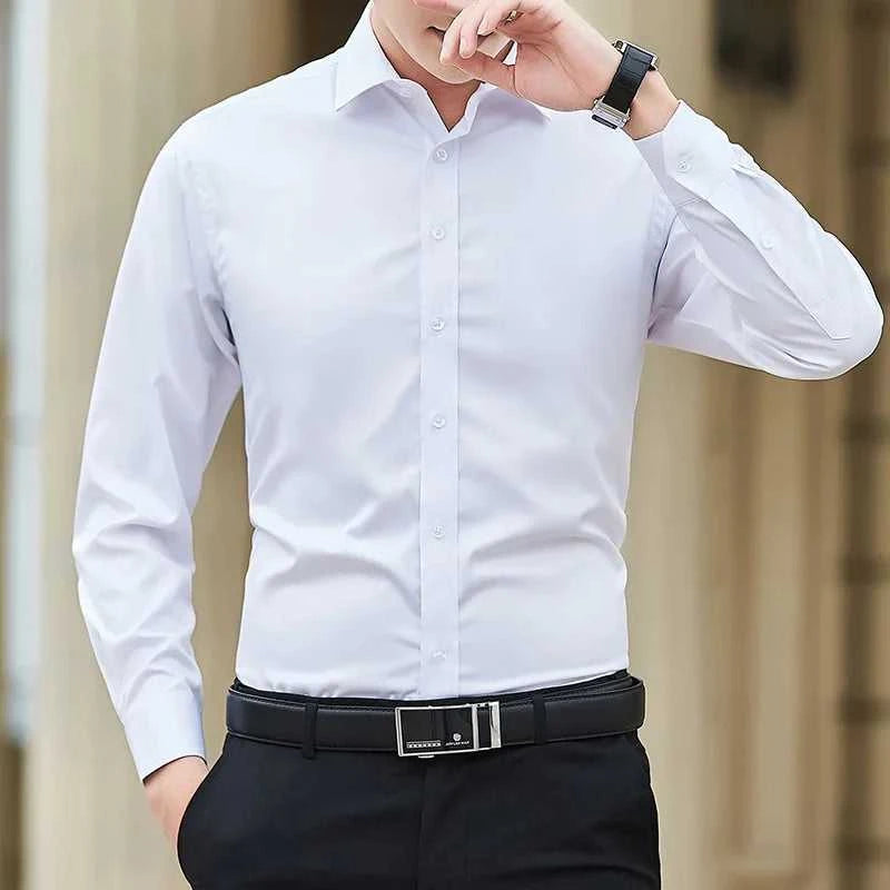 White men's Dress shirt long sleeve spring and summer thin business casual free ironing high quality slim fashion breathable The jack market .AU The jack market .AU Men Fashion $ 29 14:1254#7;5:100010487