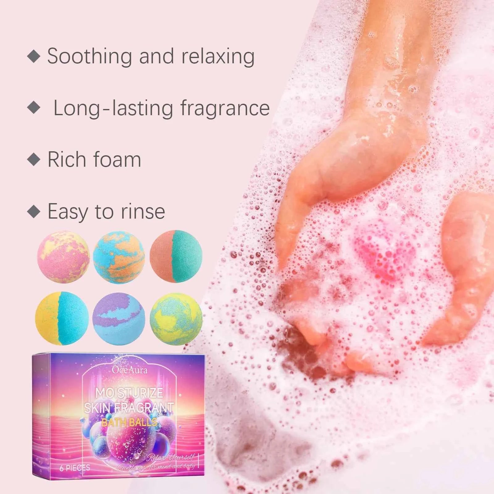 Colorful Bliss Bath Balls Set - 6 Scented Moisturizing & Exfoliating Spa Treats for Relaxation and Skin Renewal