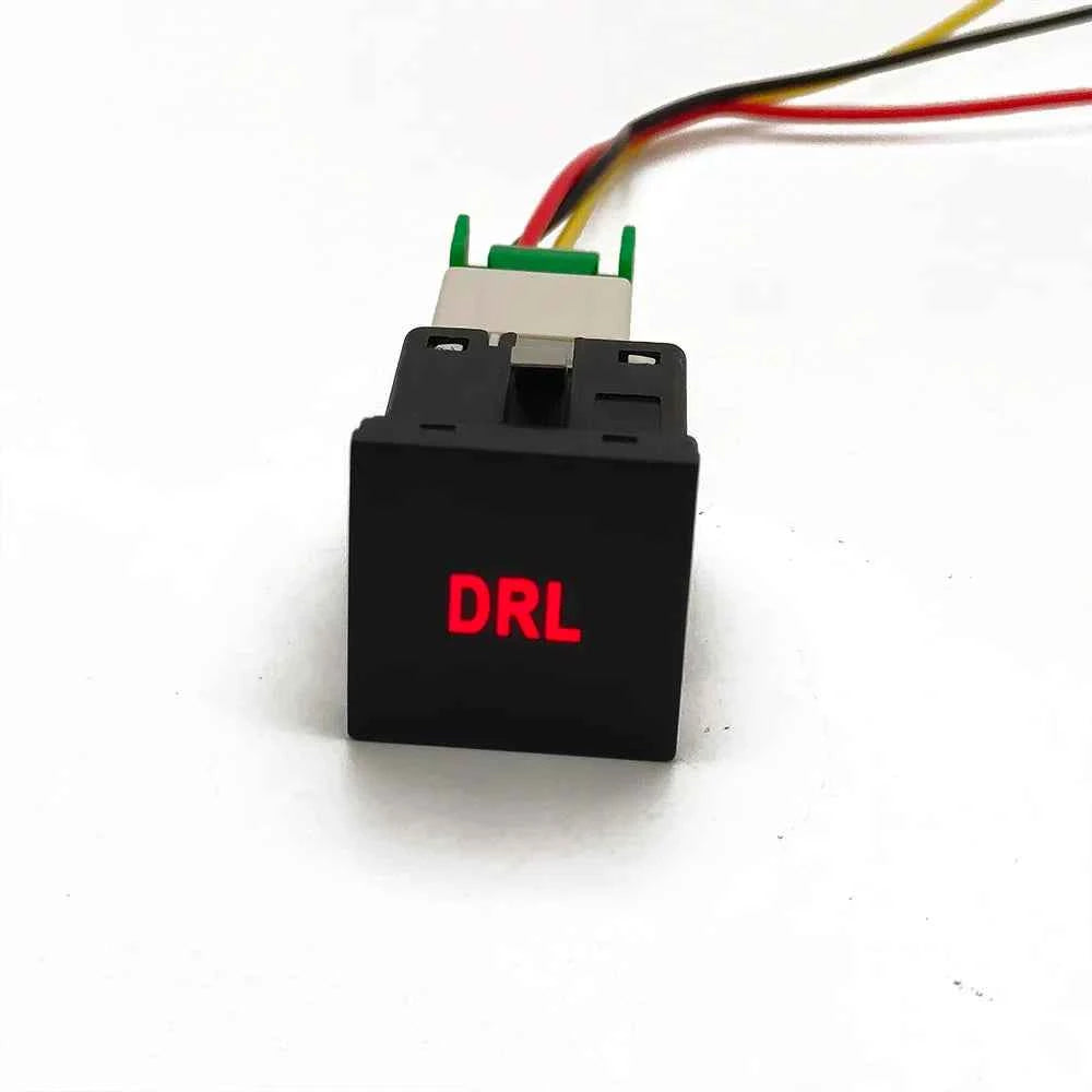 24mm*24mm 1Pc Car Red LED Light DRL Power On Off Music Modified Switch Button With Wire For VW Golf 6 MK6 Jetta 5 MK5 Scirocco