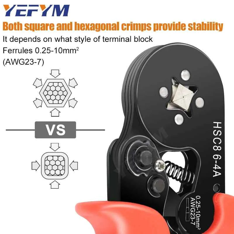 HSC8 Crimping Pliers - Versatile Wire Crimper for Ferrule Sleeves & Tubular Terminals