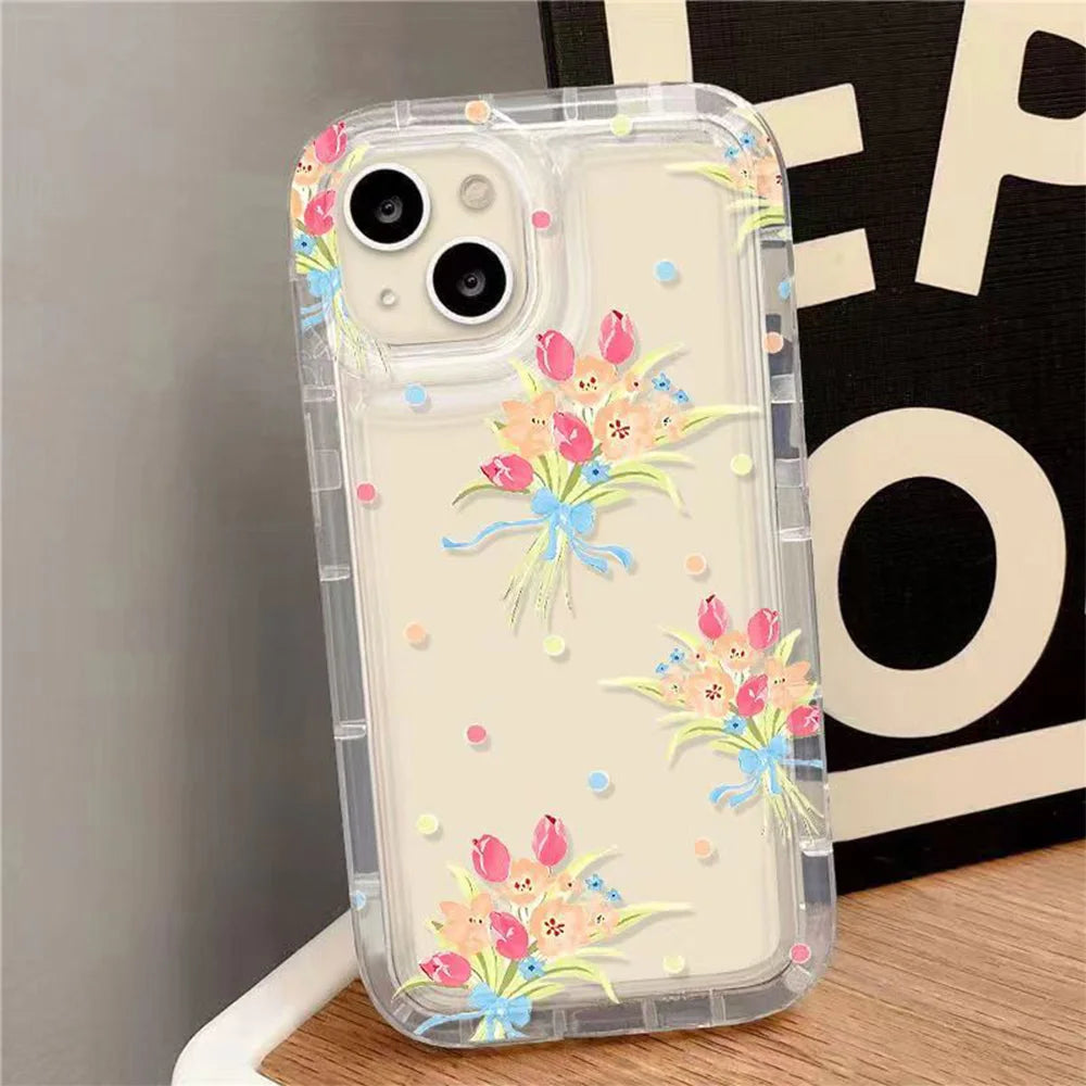 Case For iPhone 17 16 15 14 Pro Max 13 12 11 Colorful Floral Pattern Soft Phone Cover For iPhone XS XR X 7 8 Plus 16e 17Air Case