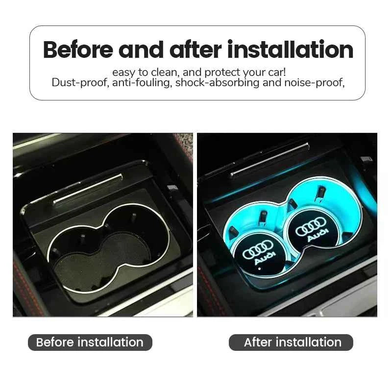 LED Light Car Water Cup Coaster Drinks Holder Mat for Audi A6L A3 A4 A5 A6 A7 A8 Q4 Q5 Q6 Q7 Q8 TT S3 S5 S7 S8 RS7 RS6 Sline b9
