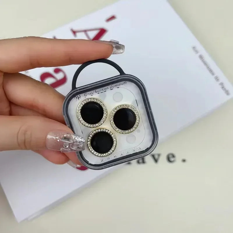 GlamLens Diamond Camera Lens Protectors for iPhone 14 15 16 Pro Max – 2-3 Pcs Sparkling Glass Shield