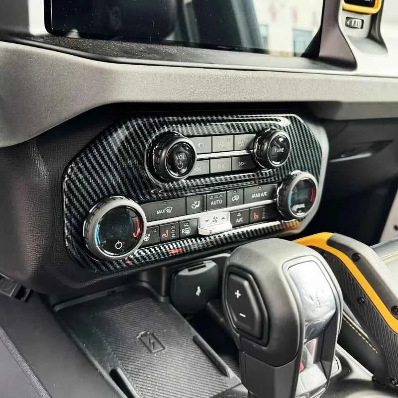 Center Console Air Conditioning Switch Panel Decoration Cover Trim for Ford Bronco 2024 2025 Interior ABS Carbon Fiber