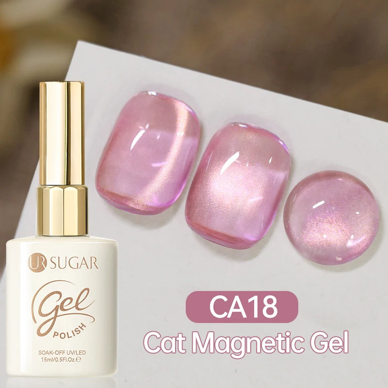 UR SUGAR 15ml  Autumn Winter Red Cat Magnetic Gel Nail Polish White Dopamine Nail Sparkling Glitter Soak Off UV LED for Manicure