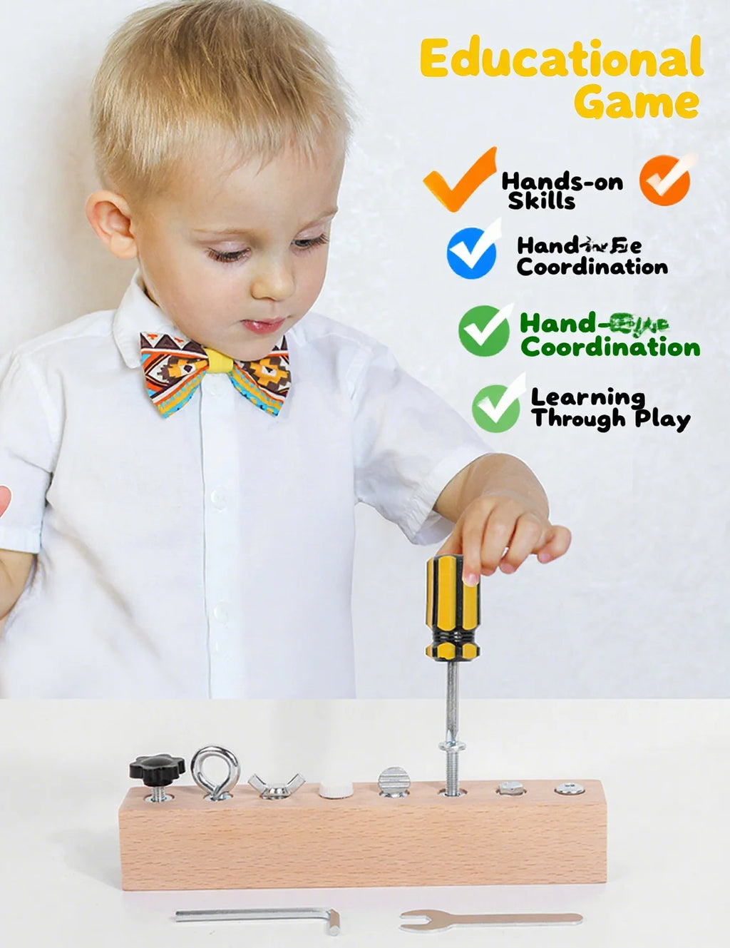 Kids Wooden Screw Nut Disassembly Toy - Early Education Montessori Fine Motor Skills Trainingimprove Patience And Concentration