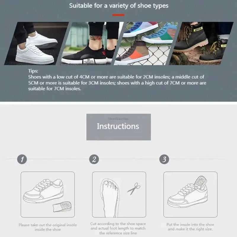 1Pair Height Increase Insoles Casual Sports Shoes Insole for Feet EVA Shock Absorbing Shoe Pads 2.3/3.3/4.3cm Growing Shoe Sole The jack market .AU The jack market .AU Step Up Your Style: Trendy Shoes for Every Occasion! $ 50 14:173#Full-3.3CM-Black