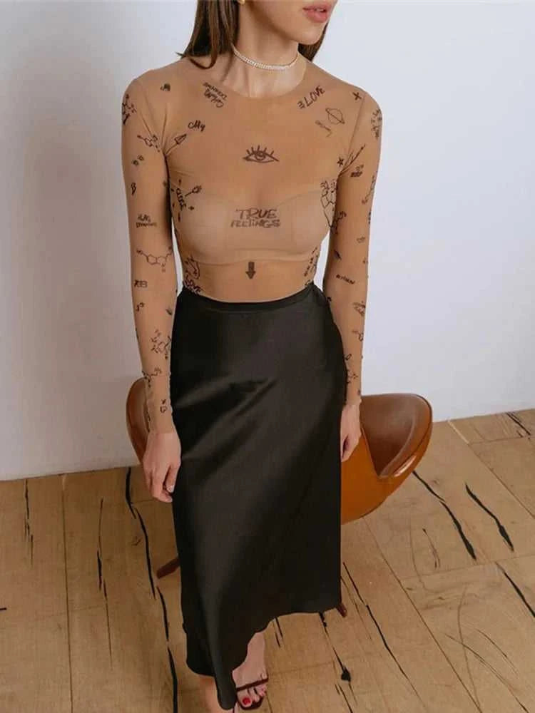 Sexy tight-fitting one-piece Top Women Long-Sleeved Bodysuits O-Neck Basic Party Wear Print Summer Wild Slim Bodysuits The jack market .AU The jack market .AU Woman Fashion $ 50 14:200001438;5:100014064