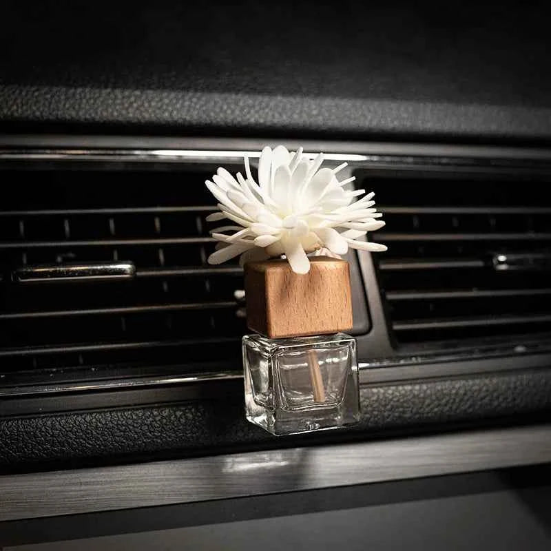 10pcs 10ml Empty Glass Essential Oil Diffuser Bottle with Lid for Car Air Freshener Vent Clip Portable Perfume Fragrance Bottle