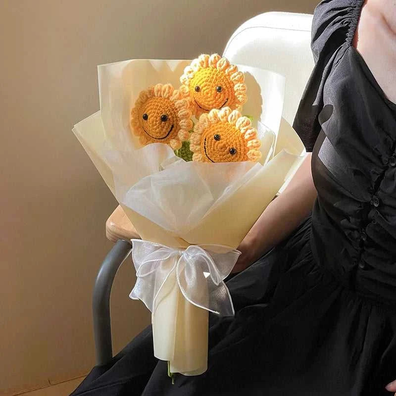 Sunflower Crochet Flower Artificial Hand Woven Flowers Finished Girasol Crochet Plants Wedding Guest Gifts Desktop Decoration The jack market .AU The jack market .AU $ 23 14:200013901#S27