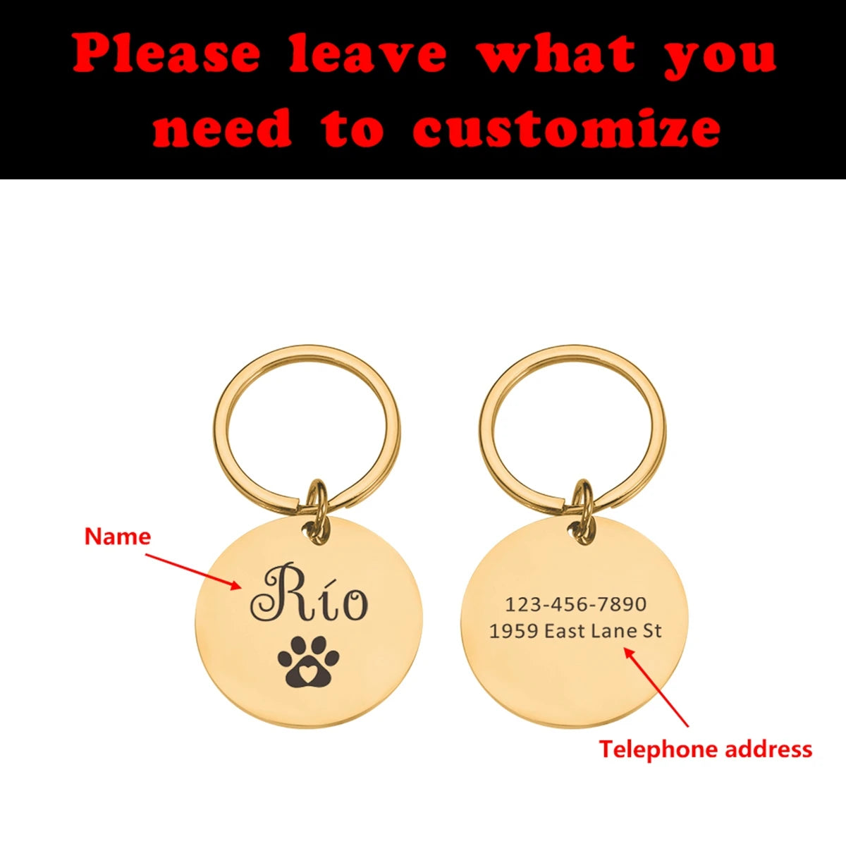1 PC Durable Personalized Name Dog paw prints Laser Engraving Pet Nameplate Pet ID Name Collar Tag For Pets