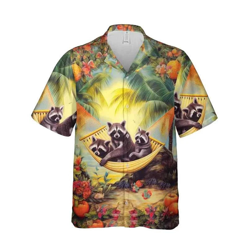Funny Animal Raccoon 3D Print Beach Shirts For Men Procyon Lotor Lover Short Sleeve Bear Lapel Blouse Hawaiian Boy Button Tops The jack market .AU The jack market .AU Men Fashion $ 30 14:193#CS2024AT1802;5:100014064
