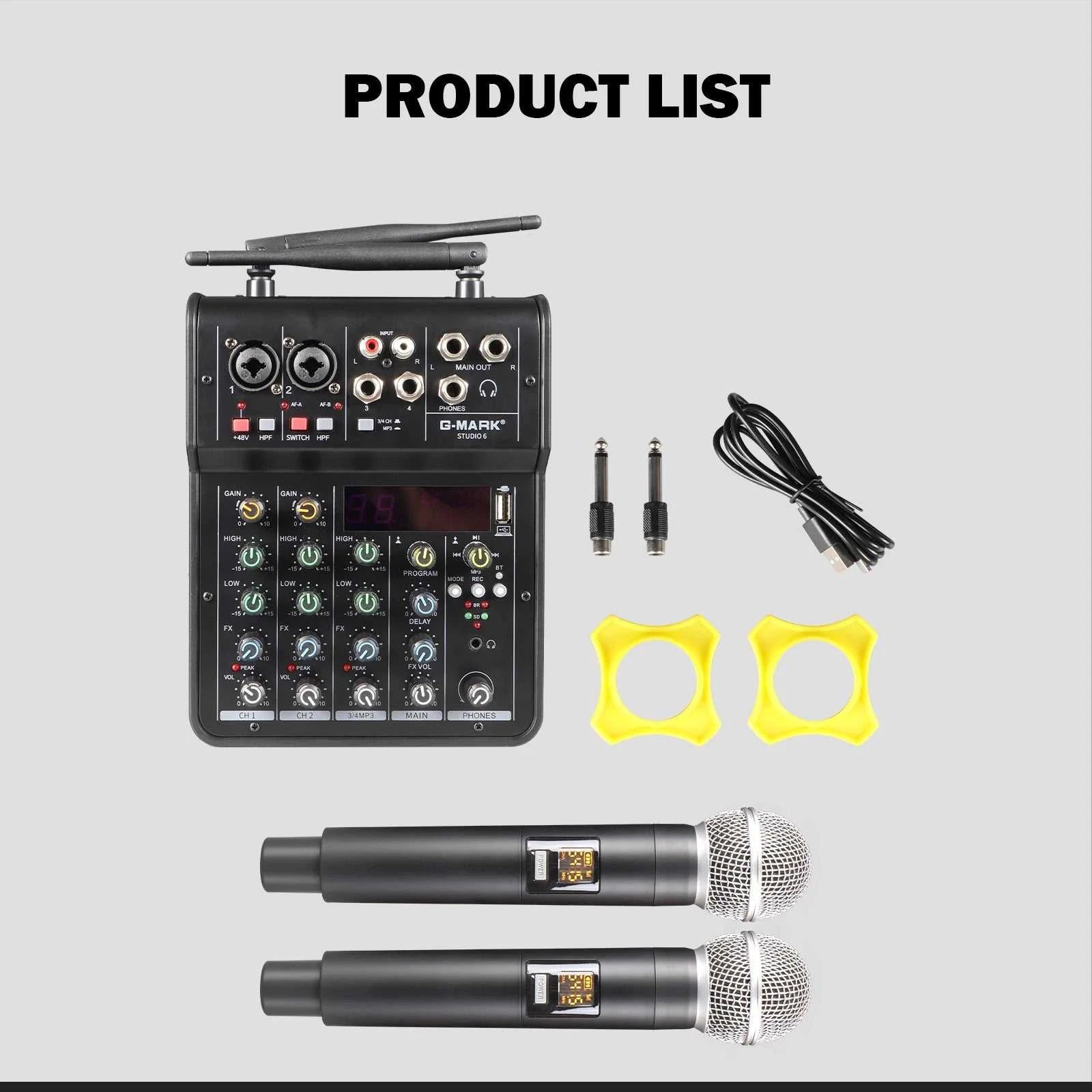 Audio Sound Mixer with Microphone G-MARK Studio 6 Bluetooth Portable DJ Console+48V USB Interface Mixing Boards For Live The jack market .AU The jack market .AU Accessories Electronics $ 115 <none>